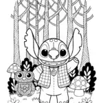 Stitch’s Quilted Animal Friends Adventure Coloring Page