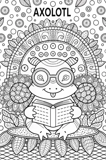 A coloring page of Axolotl’s Underwater School Adventure Coloring Page