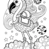 Flamingo Astronaut Coloring Page