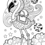 Flamingo Astronaut Coloring Page