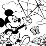 Mickey Mouse Kite Adventure Coloring Page