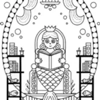 The Enchanted Mermaid’s Library Coloring Page