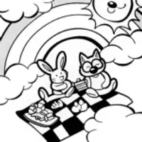 Rainbow Picnic Coloring Page