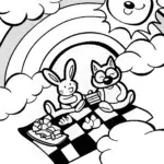 Rainbow Picnic Coloring Page