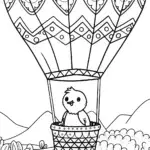 Chick’s Balloon Safari Adventure Coloring Page