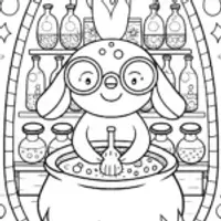 Axolotl’s Magical Potion Lab Coloring Page