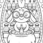 Axolotl’s Magical Potion Lab Coloring Page
