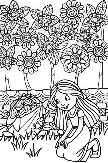 A coloring page of Jasmine’s Flower Guardian Coloring Page