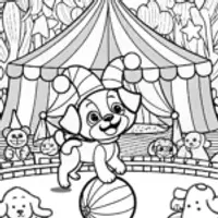 Puppy Under the Big Top Coloring Page