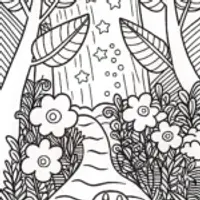 Kirby’s Magical Forest Adventure Coloring Page