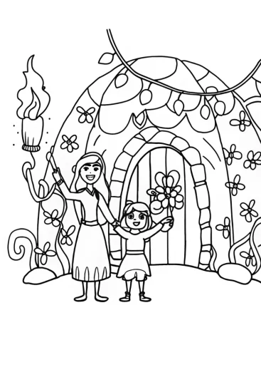 A coloring page of Mirabel and Isabela Magical Coloring Page