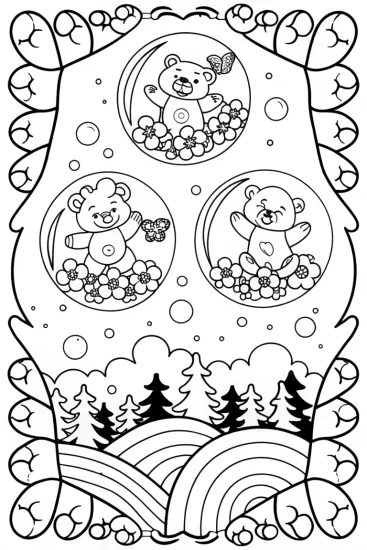 A coloring page of Care Bears Bubble Adventure Coloring Page