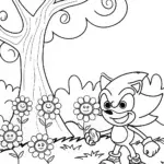 Super Sonic’s Whimsical Garden Coloring Page