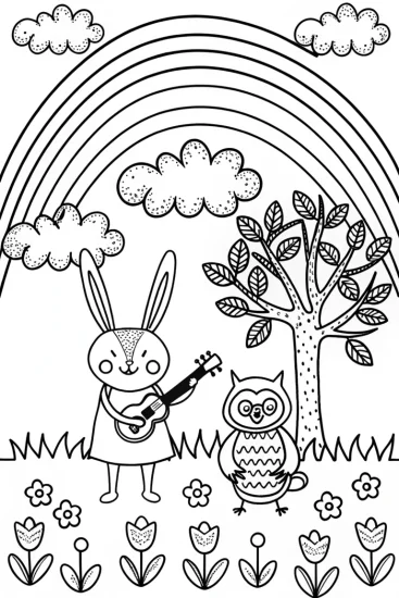 A coloring page of Rainbow Music Festival Coloring Page