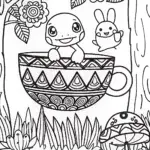 Charmander’s Enchanted Tea Garden Coloring Page