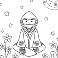 Ninja in a Cosmic Garden Coloring Page