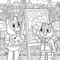 Bluey and Bingo’s Enchanted Art Adventure Coloring Page
