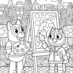 Bluey and Bingo’s Enchanted Art Adventure Coloring Page