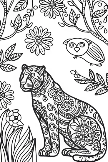 A coloring page of The Guardian of the Jungle Coloring Page