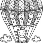 Axolotl floating in a balloon garden