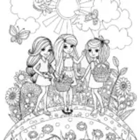 Bratz Dolls’ Fashion Adventure in Nature Coloring Page