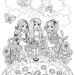 Bratz Dolls’ Fashion Adventure in Nature Coloring Page