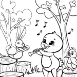 Chick’s Musical Adventure Coloring Page