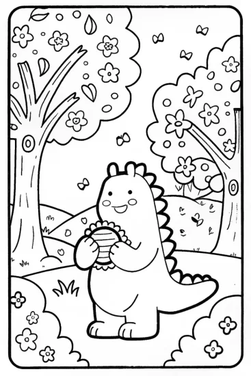 A coloring page of Godzilla’s Forest Jam Session Coloring Page