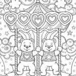 Care Bears on a Cloudy Carousel Coloring Page