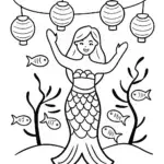 Mermaid’s Festival of Lights Coloring Page