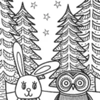 Whimsical Winter Wonderland Tea Party Coloring Page