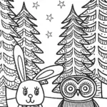 Whimsical Winter Wonderland Tea Party Coloring Page