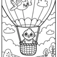 Baby’s Dreamy Balloon Adventure Coloring Page
