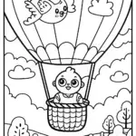 Baby’s Dreamy Balloon Adventure Coloring Page