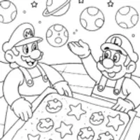 Mario and Luigi’s Space Bakery Adventure Coloring Page