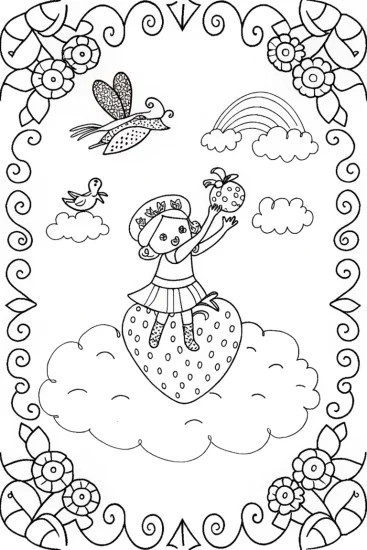 A coloring page of Strawberry Shortcake Dreamscape Coloring Page