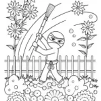Ninja Artistry in Bloom Coloring Page