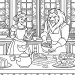 Belle and the Beast’s Enchanted Feast Coloring Page