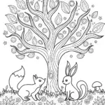 Whimsical Woodland Friends Coloring Page