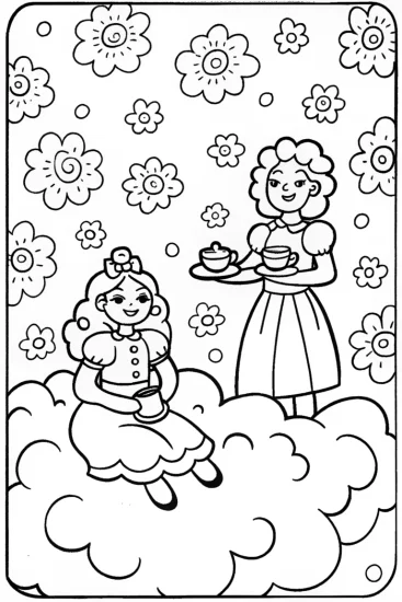 A coloring page of Mirabel’s Magical Tea Party Coloring Page