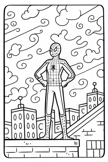 A coloring page of Miles Morales Dreamy City Coloring Page
