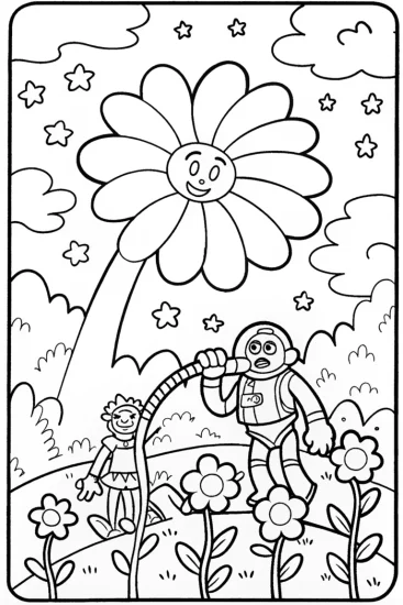 A coloring page of Buzz Lightyear’s Galactic Garden Adventure Coloring Page
