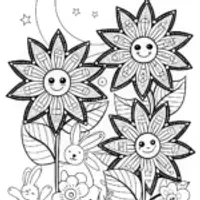 Celestial Star Garden Coloring Page