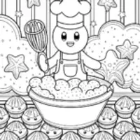 Kirby’s Dreamy Cloud Bakery Coloring Page