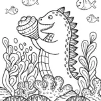 Godzilla’s Underwater Symphony Coloring Page