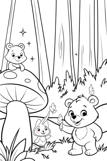A coloring page of Care Bear Forest Adventure Coloring Page