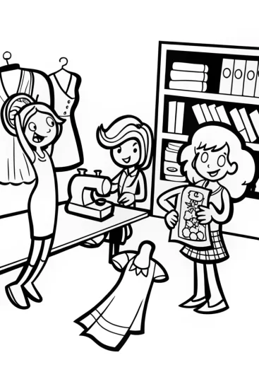 A coloring page of Rainbow High Students Fashion Show Coloring Page