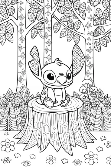 A coloring page of Stitch’s Quilt Adventure Coloring Page