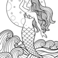 Mermaid and the Moonlit Ocean Dance Coloring Page