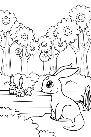 A coloring page of Charizard’s Forest Adventure Coloring Page